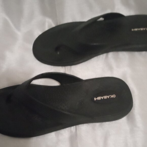 Okabashi women's black thong slippers sizeM(7-8) festival boho goth grunge wear - Picture 2 of 5